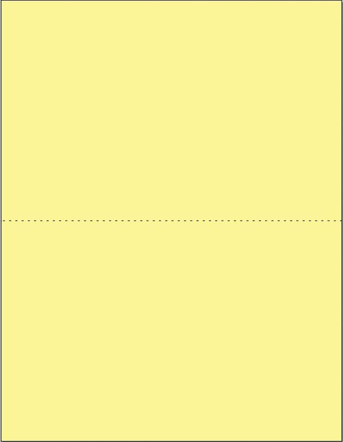 Limited Papers (TM) 8.5x11 Perforated Paper, 20/50 Pound, 75 GSM, Variety of Perforation Sizes and Colors, for Forms, Tickets, Postcards, Business Cards. (Canary, 2 up - horizontal 5.5”)