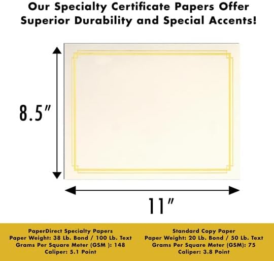 PaperDirect Foil Elegance Specialty Certificates, 50 Sheets of 38lb White Paper, 8½" x 11", Double Green Foil Border, Perfect for Awards, Students, Employees, Volunteers, Course Completion, Diplomas