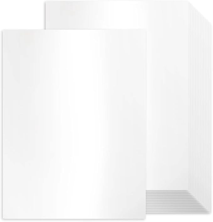 24 Sheets White Shimmer Cardstock 8.5 x 11 Metallic Paper, Goefun 80lb Card Stock Printer Paper for Invitations, Certificates, Crafts, DIY Cards