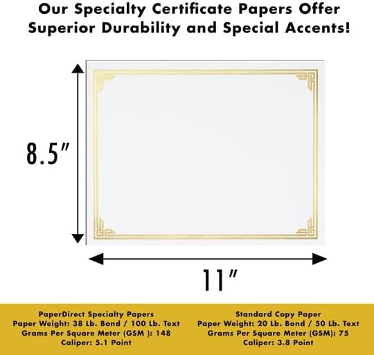 PaperDirect Black on White Classic Specialty Certificates, 8½ x11, Foil Accents, 50 Count, Certificates And Awards Paper, For School, Work, Diplomas & Award Certificates