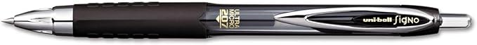 Advantage Gifts Signo 207 Roller Ball Retractable Gel Pens, Medium Point (0.7mm), Black Ink, 3 Count, Bundle with Plastic Reusable Pouch