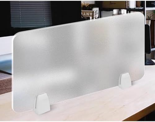 Acrylic Privacy Screen Divider, Portable Desk Partition Panel for Workstations, Frosted Visual Distractions Shield, Ideal for Offices & Schools (Clear-B, 39.4x11.8in)