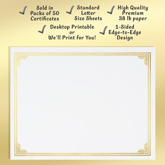 PaperDirect Gold on White Classic Specialty Certificates, 8½ x11, Foil Accents, 50 Count, Certificates And Awards Paper, For School, Work, Diplomas & Award Certificates