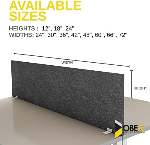 OBEX Free Standing Desk PET Privacy Screen Table Top Home & Office Furniture Partitions and Dividers, Portable Workstation Freestanding Panels, 24" x 60", Sand