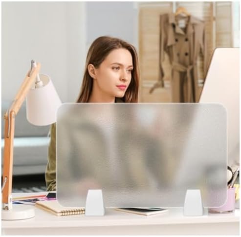 Acrylic Frosted Desk Divider Screen - Portable Privacy Panel for Workstations, Offices & Schools, Reduces Visual Distractions, 100x30cm (39.4x11.8in) - Clear-B