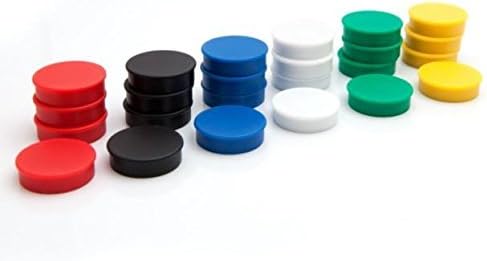 Bullseye Office 24 Round Assorted Color Fridge Magnets, Button Shaped, Small Colorful Magnetic Discs for Kitchen, Cabinet or Classroom, Perfect Whiteboard Supplies for Teachers (Assorted Color)