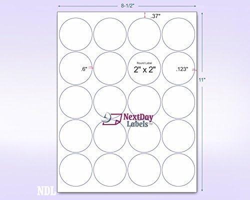 NextDayLabels - 8-1/2 x 11" Neon Color High Light Fluorescent Labels for Laser & Inkjet Printer (Orange Fluorescent, 2" Round - 20 Per Page | 500 Labels)