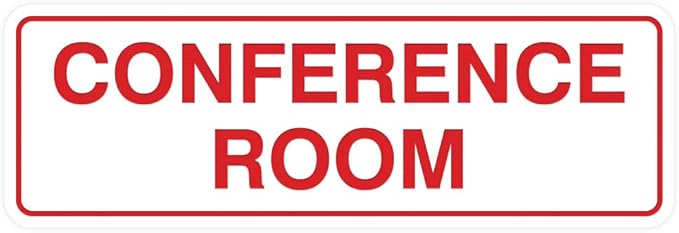 Standard Conference Room Sign - White/Red - Medium 5 Pack