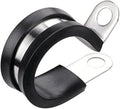 LOKMAN 20 Pack 1/2 Inch Stainless Steel Cable Clamp, Rubber Cushioned Insulated Clamp, Conduit Wire Holder Strap Clips for Tube, Pipe or Wire Cord Installation