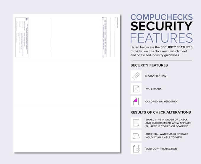 Business Voucher Check Stock - 1000 Sheets, Check on Top, Burgundy Marble
