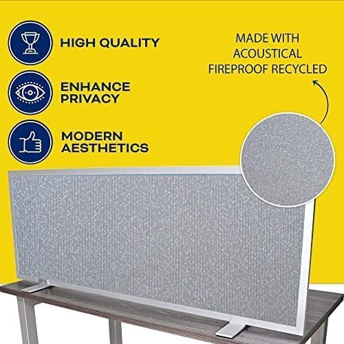 OBEX Acoustical Free Standing Privacy Screen, Cubicle Accessories Desk Privacy Panel, Desk Dividers for Office, Office Furniture Partitions Portable Sound Proof Dividers, 18" x 60", Overcast