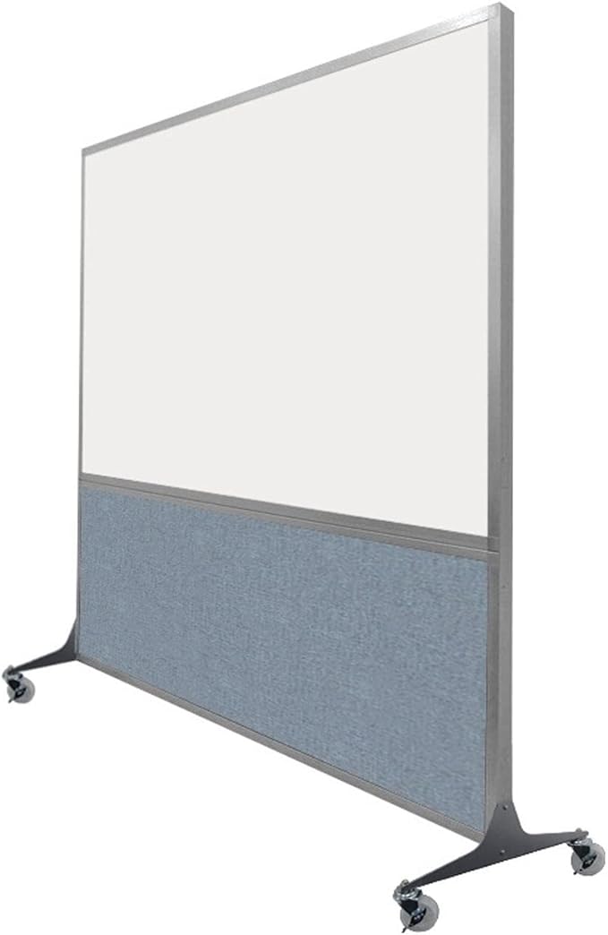 DivideWrite Mobile Whiteboard | Double Sided Dry Erase Board | Portable Office Cubicle Partition | Display for Classrooms, Conference Rooms, Meeting Areas and More | Cloud Gray 5' Wide X 6' Tall