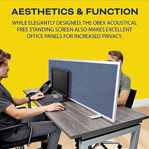 OBEX Acoustical Free Standing Privacy Screen, Cubicle Accessories Desk Privacy Panel, Desk Dividers for Office, Office Furniture Partitions Portable Sound Proof Dividers, 18" x 42", Graphite