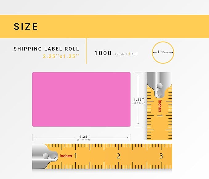 HOUSELABELS 2.25" x 1.25" Pink Address Labels on 1" Core Compatible with Zebra and Rollo Printers, 20 Rolls / 1,000 Labels per Roll