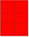 8-1/2 x 11 Neon Color High Light Fluorescent Labels for Laser & Inkjet Printer (Red Fluorescent, 4" x 3-1/3" - 6 Per Page | 600 Labels)