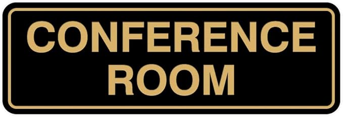 Standard Conference Room Sign - Black/Gold - Large 5 Pack