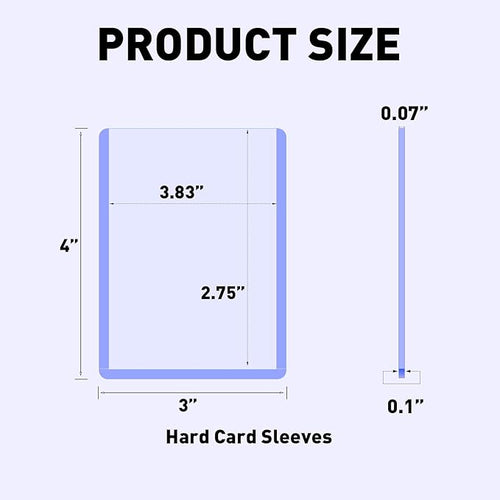 100ct 3"x4" Hard Card Sleeves - 75pt Hard Plastic Trading Card Protector, Rigid Clear Open-Top Card Sleeve, Fits Standard Trading, Baseball, Game Collectible Cards