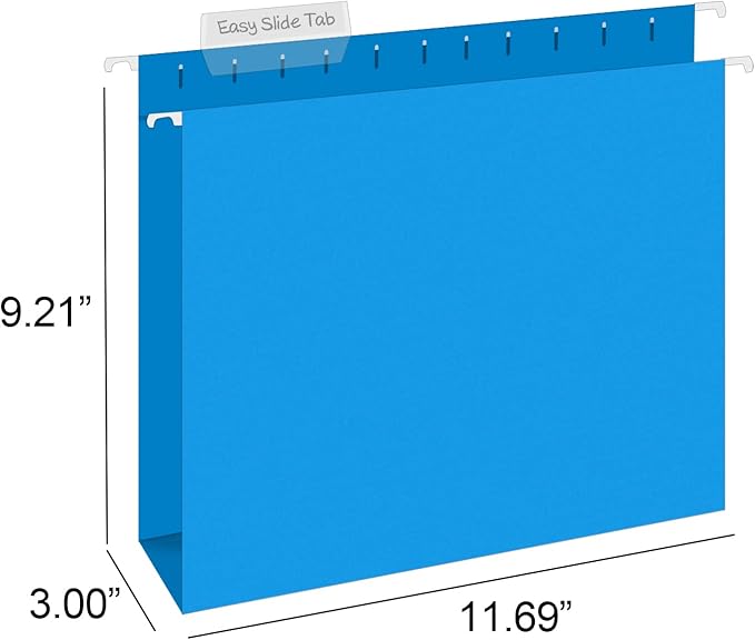 HERKKA Extra Capacity Hanging File Folders, 30 Pack Reinforced Letter Size Hanging Folders with Heavy Duty 3 Inch Expansion, Designed for Bulky Files, Medical Charts, Adjustable Tabs, Assorted Colors