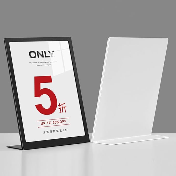 ECKEK Carbon Steel Sign Holder, Menu Displays Double Sided, Table Top Sign Stand (T Shape Black A4 210×297mm/8.27×11.69 inches)