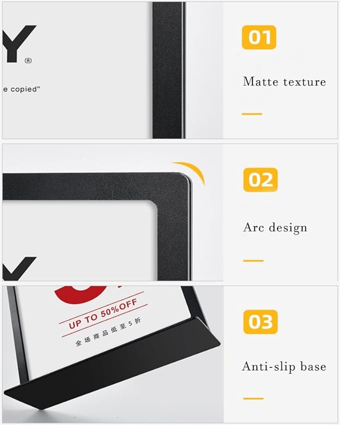 ECKEK Carbon Steel Sign Holder, Menu Displays Double Sided, Table Top Sign Stand (T Shape White A5 148×210mm/ 5.83×8.27 inches)