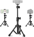 Webcam Tripod Stand Extendable Desktops Tripod for Camera/Phone/Webcam, Desk Tripods Webcam Mount Holder Compatible with Logitech Webcams C925e C922x C922 C930e C930 C920 C615 /iPhone/Ring Light