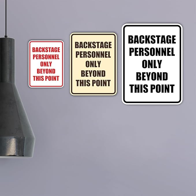 Portrait Round Backstage Personnel Only Beyond This Point Door or Wall Sign Easy Installation | Music | Concert | Festivals Sign (Blue) - Medium (2 Pack)
