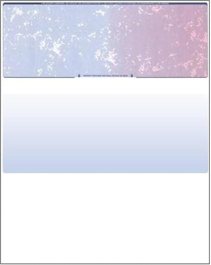 Business Voucher Check Stock - 2500 Sheets, Check on Top, Blue/Red Prismatic