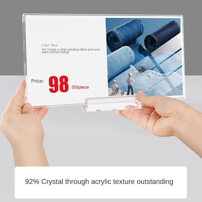 ECKEK Magnetic Sign Holder Grip Holder, Powerful Magnet, Acrylic Sign Holder for Retail Shelves Display Store Vendor Event Warehouse and Shop Supplies (Acrylic Base 210*150mm/8.27*5.91inches)