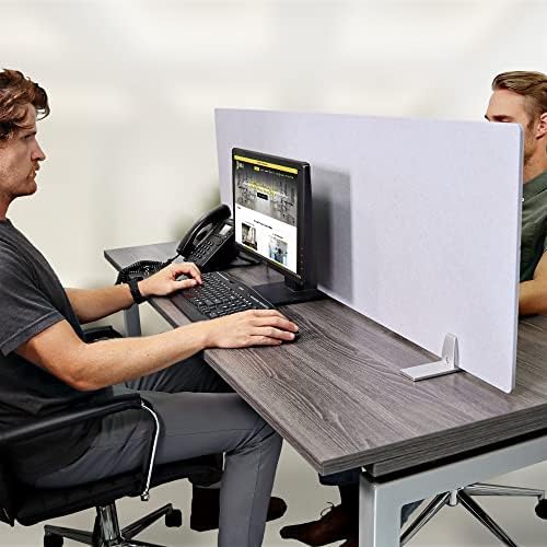 OBEX Free Standing Desk PET Privacy Screen, Table Top Home & Office Furniture Partitions and Dividers, Portable Workstation Freestanding Panels, 18" x 48" Stone