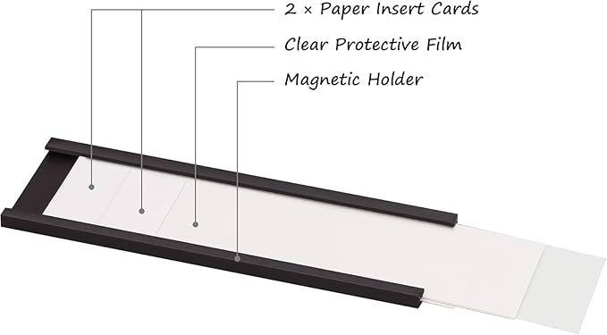 Realth C Channel Magnetic Label Holders 50 Pack 3'' x 4'' with Paper Inserts and Clear Plastic Protectors, Magnetic Data Card Holders File Cabinet Labels for Metal Racks and Shelves