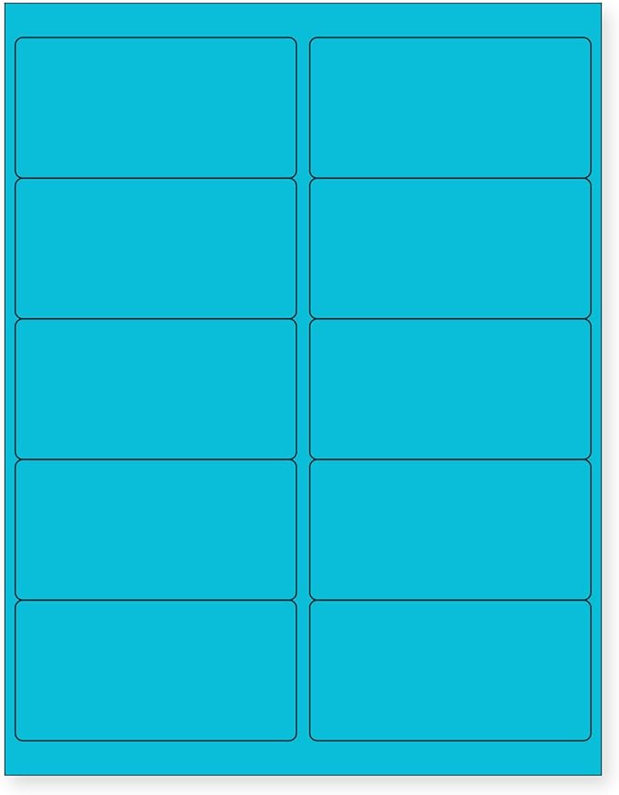 NextDayLabels - 8-1/2 x 11" Neon Color High Light Fluorescent Labels for Laser & Inkjet Printer (Blue Fluorescent, 4 x 2" - 10 Per Page | 1000 Labels)