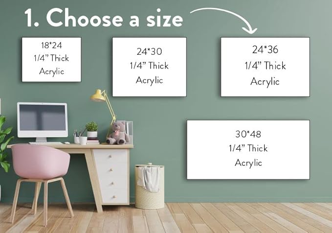 Acrylic Dry Erase Board for Wall with Stylish Border - Shipped Next Day, Made in USA, Non-Magnetic Whiteboard, Wall Mounted Board, Easy to Clean (Clear - 18x24)