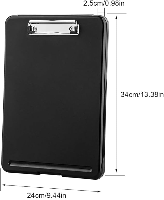 ZCZN Plastic A4 Form Storage Box Case, Clipboard Case, Bulk clipboard Set Suitable for School, Utility, Industrial Office, Medical Personnel, Black, 12 Pack