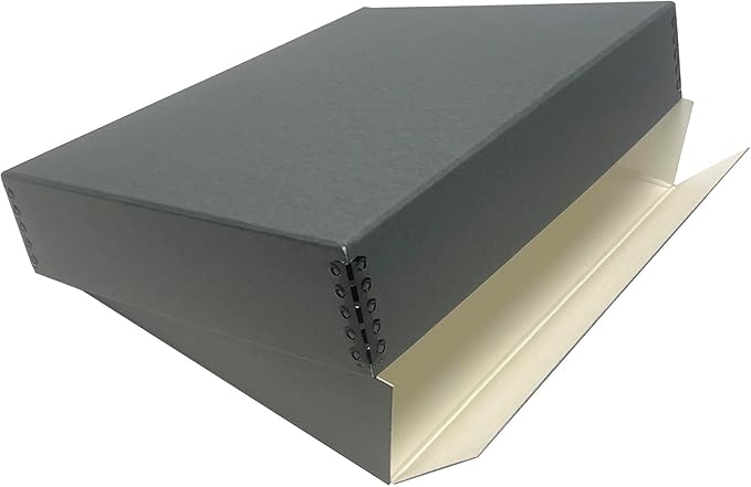Lineco Archival Museum Storage Box with Removable Lid and Drop Front Design, 8.5 x 11 x 3 Inch. Preserve Longevity, Store Photos, Documents, Cards, Magazines, Prints, DIY. Gray