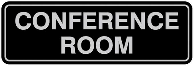 Standard Conference Room Sign - Black/Silver - Large 2 Pack