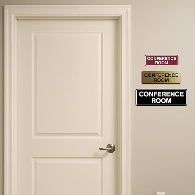 Standard Conference Room Sign - Ivory/Dark Brown - Large 10 Pack
