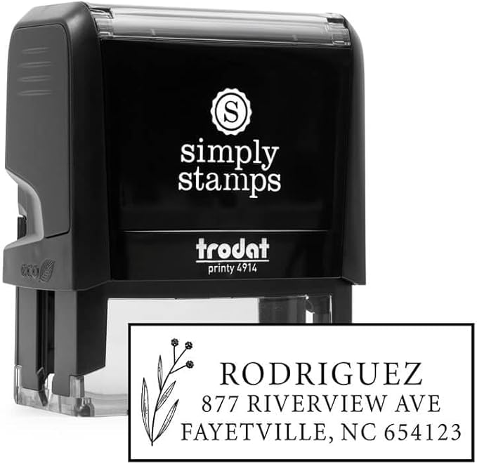 Custom Floral Address Stamp | Choose from 12 Designs | Multiple Ink Color Options | Envelope Return Address Stamp for Couple or Family (Design 11, Medium)