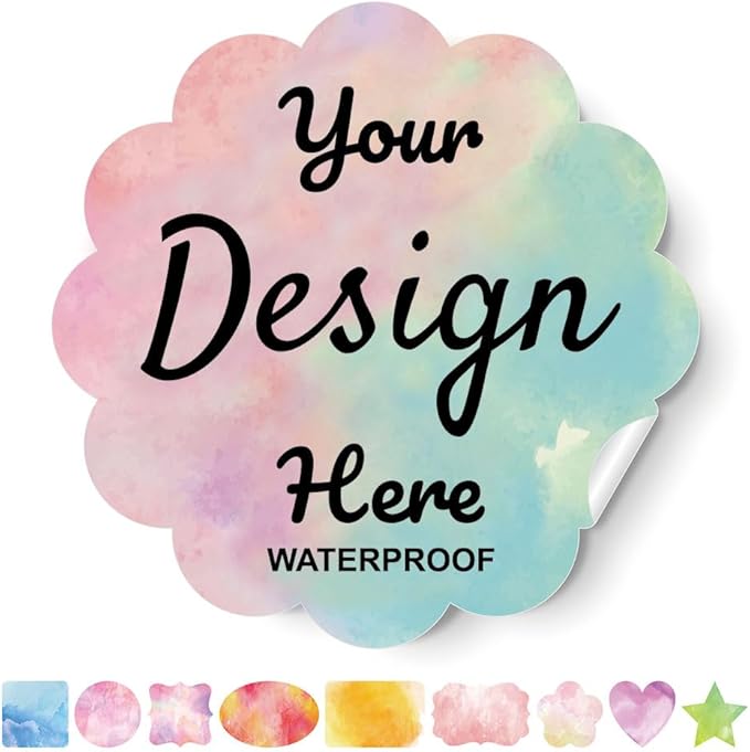 AHEADGOODS Custom Stickers - Personalized Labels, Customized Stickers with Any Design Image Logo Text, 100 Labels (Scalloped, 3"x3")