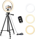 Sensyne 12'' Ring Light with 50'' Extendable Tripod Stand, LED Circle Lights with Phone Holder for Live Stream/Makeup/YouTube Video/TikTok, Compatible with All Phones