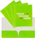 JAM PAPER Custom Printed Semi-Gloss Folders with Round Corner Pockets - Personalized Logo & Text - 10 pt C2S - Lime Green - 250/Pack