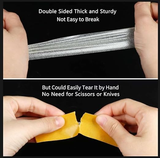 MILEQEE Double Sided Tape Heavy Duty, 2in x 66FT(20m),Universal High Tack, Sticky Resistente Clear Tape,Easy Use Transparent Tape, Strong Wall Adhesive with Fiberglass Mesh, Back School Supplies
