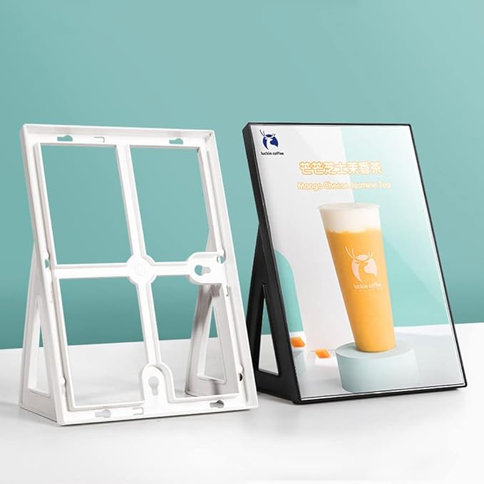 ECKEK ABS Plastic Sign Holder，Menu Displays L Shape Sign Stand Vertical/Horizontal Use (White A4 210×297mm/8.27×11.69inches)