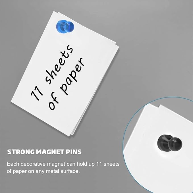 MHDMAG Magnetic Push Pins Powerful Push Pin Magnets for Fridge Whiteboards Calendars Maps in School & Office Pack of 60,White