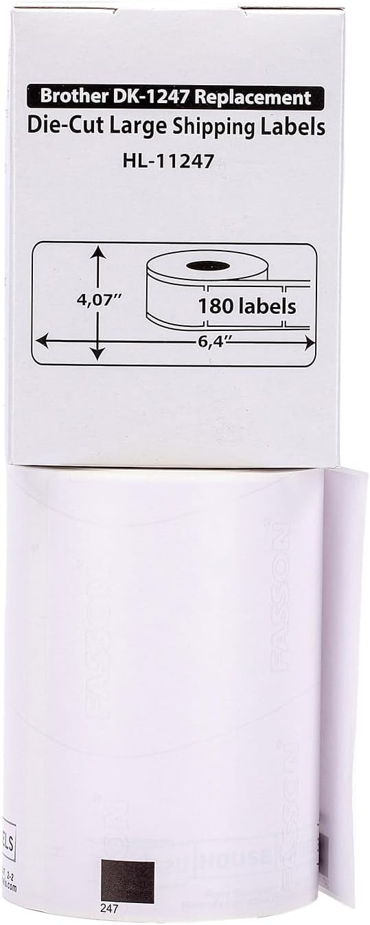 HOUSELABELS Compatible with DK-1247 Replacement Roll for Brother QL Label Printers; 180 Large Shipping Labels; 4.07" x 6.4" (103mm*163mm) - 32 Rolls