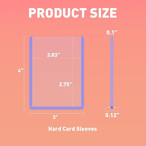 100ct 3"x4" Hard Card Sleeves - 100pt Hard Plastic Trading Card Protector, Rigid Card Sleeve, Clear Open-Top Card Sleeve Fits Thick Cards Such as Baseball, Soccer, Basketball, Hockey, Game Cards
