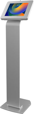 Premium Kiosk Floor Stand – CTA Locking Support Base Kiosk for iPad 11 (A16) - Pro 11-inch M4 - Air 11-inch M3- iPad 10th Gen - Galaxy Tab & More Tablets - Silver - (PAD-PARAFS)