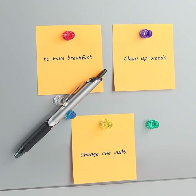 MHDMAG Magnetic Push Pins Powerful Push Pin Magnets for Fridge Whiteboards Calendars Maps in School & Office Pack of 60,White