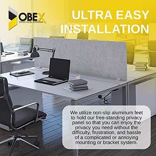 OBEX Free Standing Desk PET Privacy Screen, Table Top Home & Office Furniture Partitions and Dividers, Portable Workstation Freestanding Panels, 24" x 24" Stone