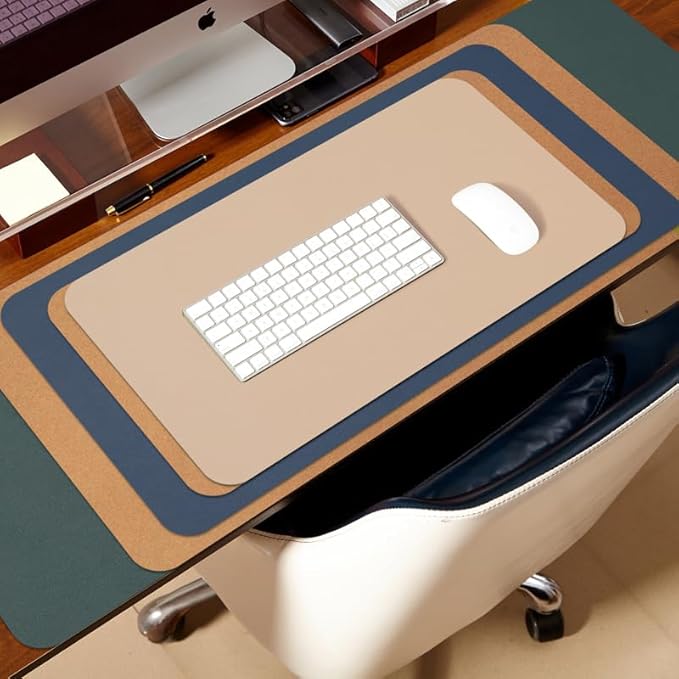 Cork Desk Mat - Dual-Sided Desk Pad for Office and Home - Desk Organization and Accessories - Ideal for Large Mouse Pad and Desk Mats on Top of Desks(Light Green,27.6"x 13.8")