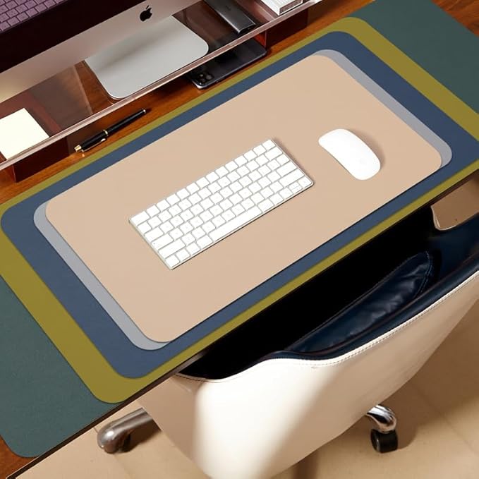 Leather Desk Mat - Non-Slip PU Desk Pad for Office and Home - Desk Organization and Accessories - Ideal for Large Mouse Pad and Desk Mats on Top of Desks (Dark Blue,36"x 17")